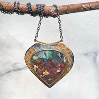 Fossilized Opalized Wood Necklace with Native Copper